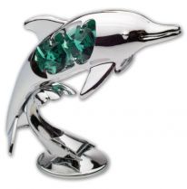 Дельфин, миниатюра серебристого цвета с цветными кристаллами купить