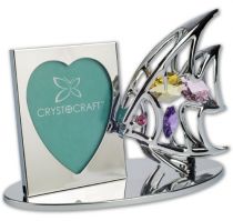 Фото рамка Crystocraft "Коралловая рыбка" серебристого цвета с цветными кристаллами, сталь купить
