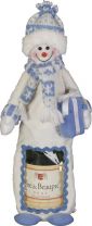 HM-009B Игрушка-упаковка для бутылки Дед Мороз, Снеговик Mister Christmas (h=38 см; цвет: голубой) купить