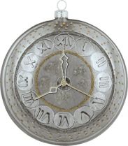 P2/1 Украшение из стекла в деревянной шкатулке Часы Mister Christmas (h=12,5 см; цвет: серый) купить
