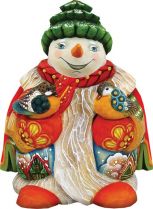 US 651834 Игрушка Снеговик с птицей Mister Christmas (h=6 см) купить