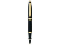 Ручка роллер Waterman модель Expert в коробке, черная с золотом купить