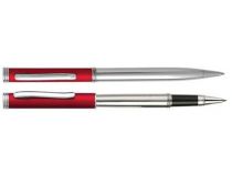 Набор "Кеннеди": ручка шариковая, ручка роллер в футляре, серебристый/красный купить