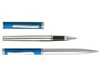 Набор "Кеннеди": ручка шариковая, ручка роллер в футляре, серебристый/голубой купить